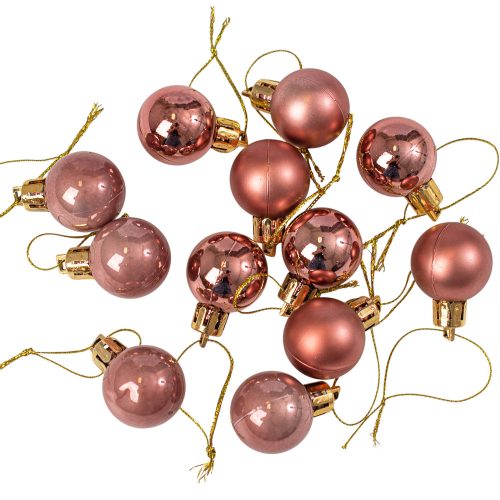 12db-os 2.5cm-es karácsonyi gömb szett - Rose gold