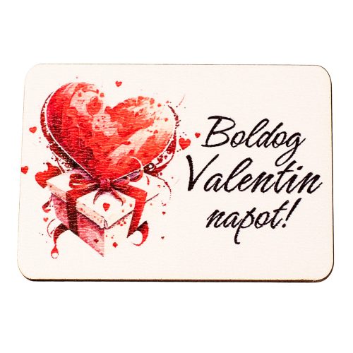 4db. Boldog Valentin napot feliratos dekor fa tábla 7 x 5cm