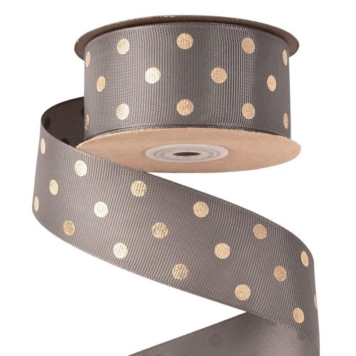 Arany pöttyös ripsz szalag 38mm x 20m - Szürke 38mm x 20m DG38-09