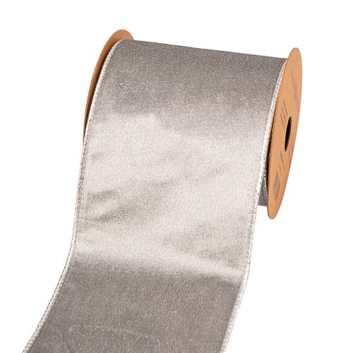 Ezüst bársony szalag drótos szegéllyel 100mm x 5m