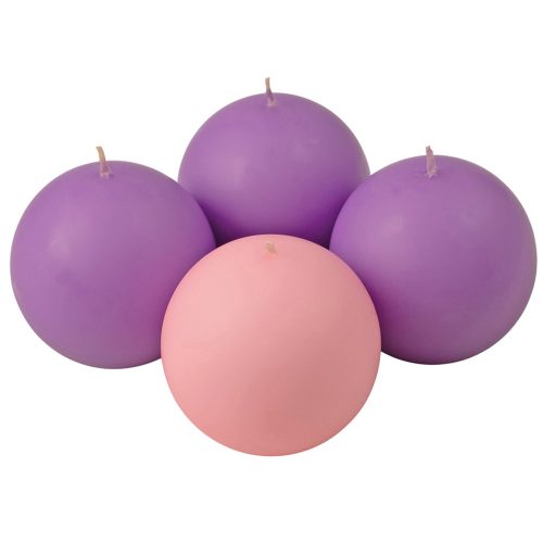 Adventi gömb gyertya készlet 8cm - Matt 3 lila- 1 rózsaszín