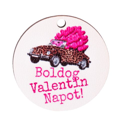 5db. Boldog Valentin Napot! feliratos autós dekor tábla 5cm 5cm GV03-21