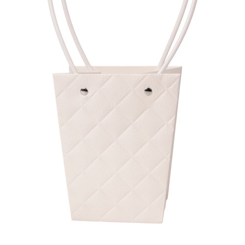 10db. dombornyomott virág-ajándék táska 13(h) x 9.5(sz) x 15.5(m) cm - Fehér