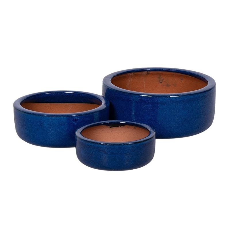 Sadie Cylinder kerámia ültetőtál szett kék 18x8-28x12-5cm S3