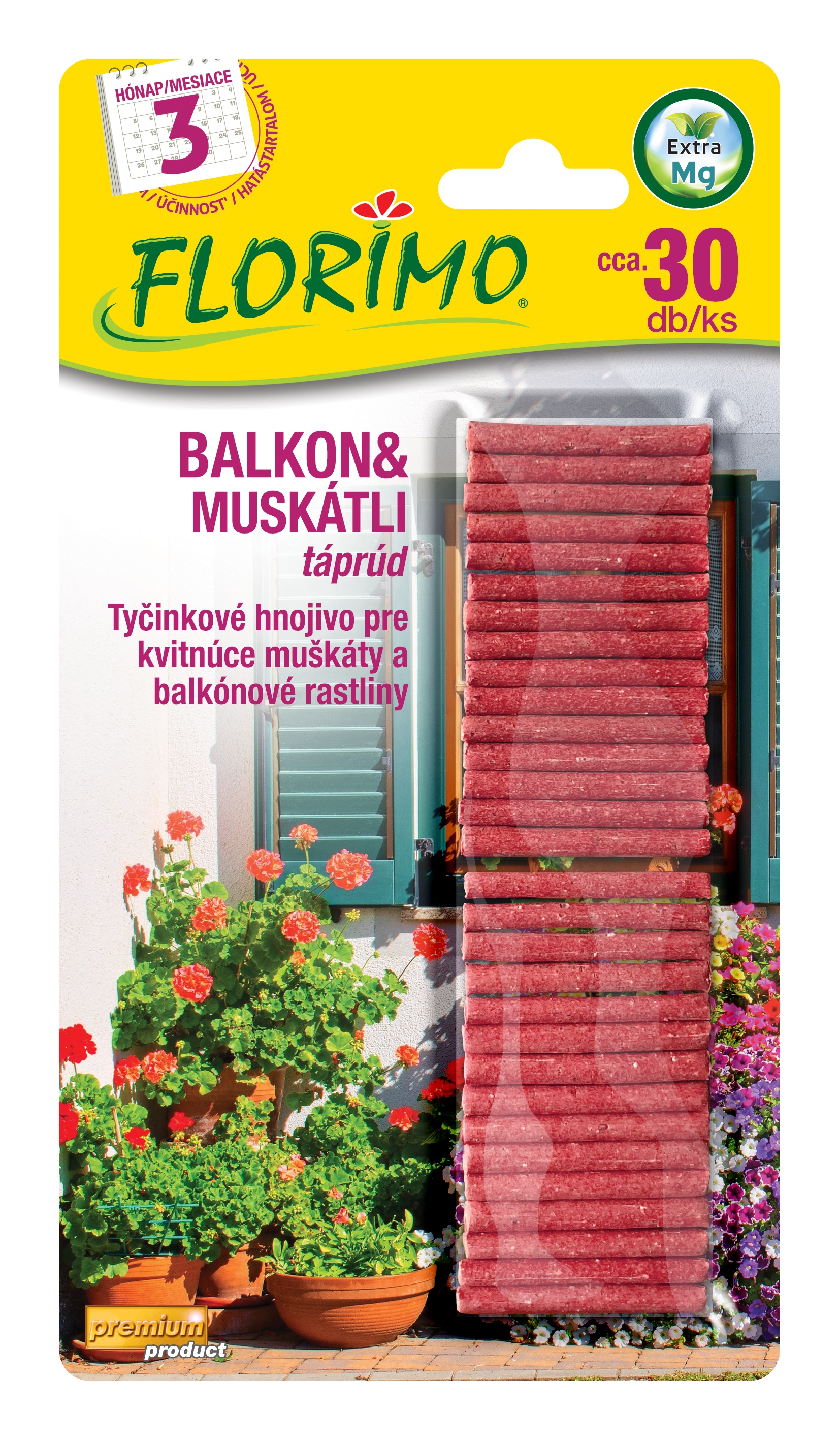 FLORIMO balkon és muskátli táprúd 30 db 20db/raklap