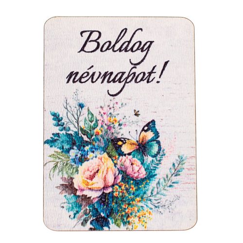 4db. Boldog névnapot! feliratos dekor fa tábla 7 x 5cm