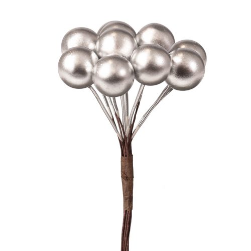 Bogyós dekor pick- 12 szál- 10cm magas - Ezüst