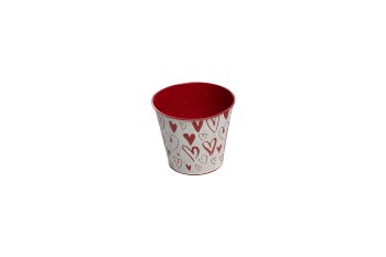 Cink ültető Ø23-5 cm piros/fehér szívmintás D02ZXD12