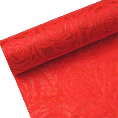 Rózsafejmintás 3D vetex 50cm x 4.5m - Piros