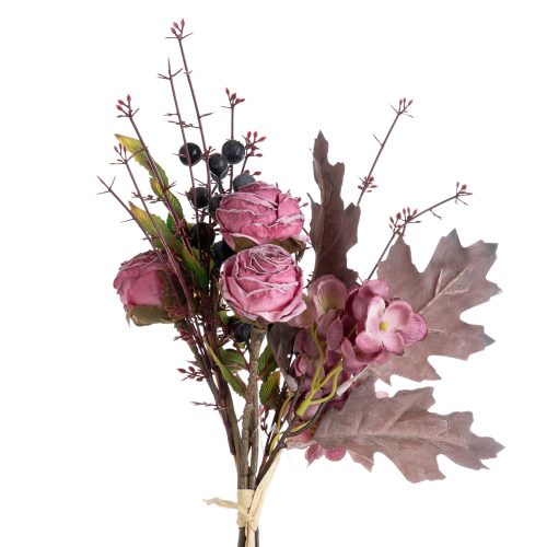 Bogyós- rózsás- rose red művirág csokor- 39cm magas- 20cm széles