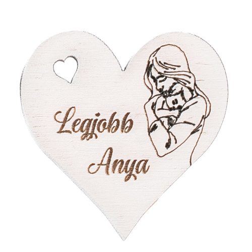 5db. Legjobb Anya feliratos szívecske 5cm - Fehér