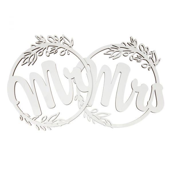 Mr & Mrs fa dekoráció fehér Ø 22cm D2330223011