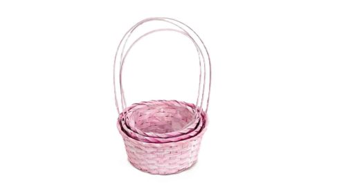 Bambusz Flor. Kerek Antikolt Pink S/3 66-44-A/PINK - D21*H10/36cm (30/#)