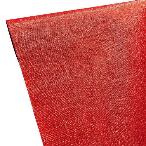 Metál vászon dekorációs anyag- asztali futó- 28cm x 5m - Piros