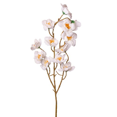 Barackvirág selyemvirág ág- 84cm - Fehér