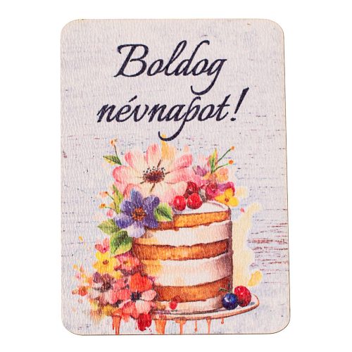 4db. Boldog névnapot! feliratos dekor fa tábla 7 x 5cm