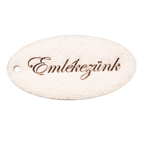 10 db. Emlékezünk feliratos ovális tábla 5 x 2.5cm - Fehér