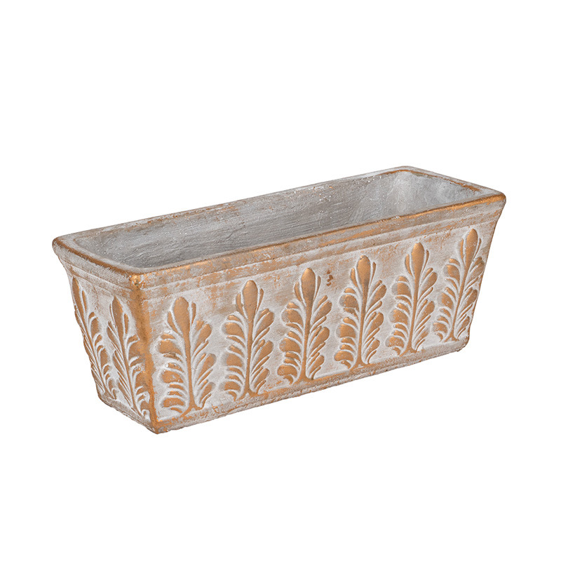 Amber szögletes cement tál szürke-arany 25x8-5x9-5cm