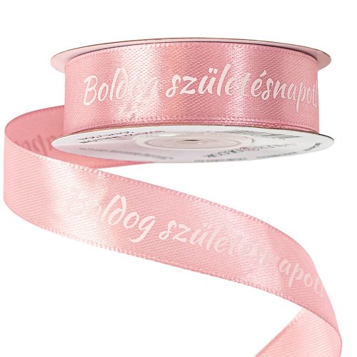Boldog Születésnapot! feliratos szatén szalag 20mm x 20m - Mályva